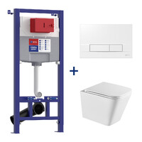 Инсталляция LEMARK (комплект 3 в 1) PENEDA EXPERT с кнопкой BIT БЕЛЫЙ ГЛЯНЕЦ + унитаз FLOREX БЕЛЫЙ подвесной безободковый 100124422