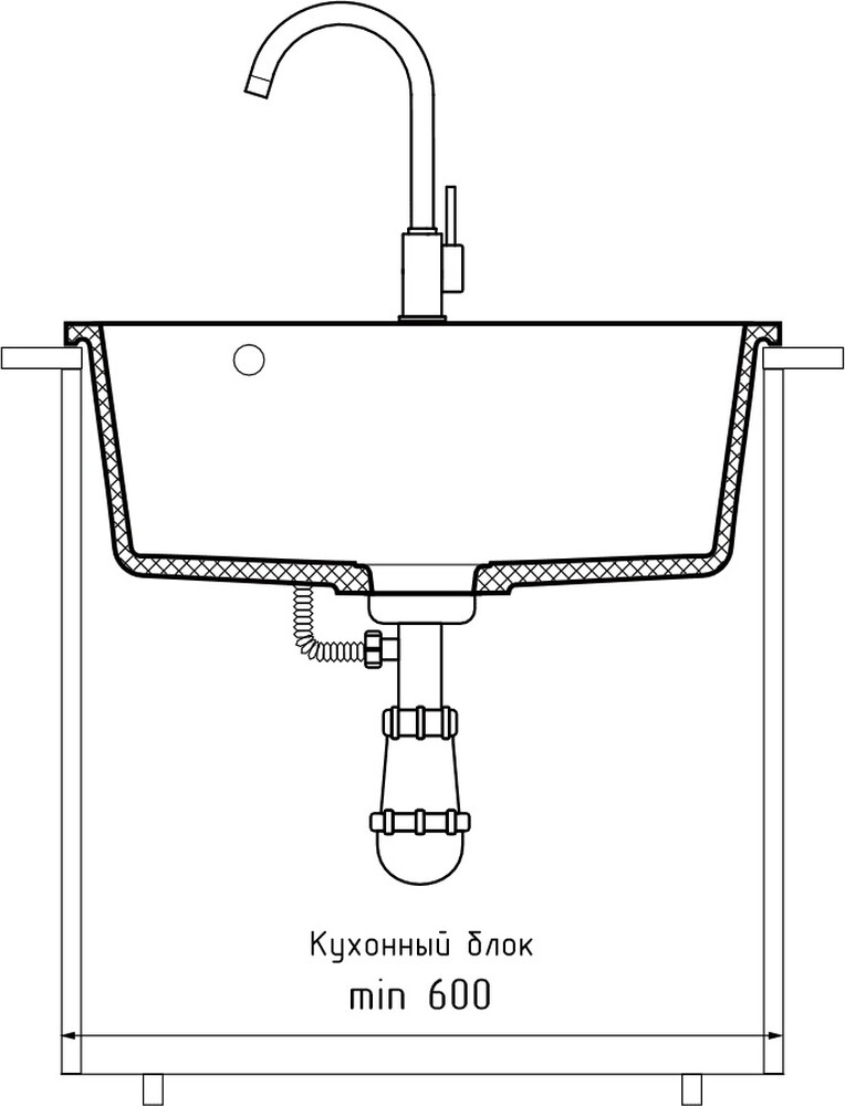 Мойка для кухни GranFest URBAN GF-URBAN 658 580*490мм 1 чаша (658 темно-серый)