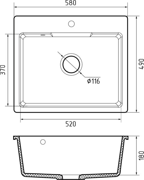 Мойка для кухни GranFest URBAN GF-URBAN 658 580*490мм 1 чаша (658 темно-серый)