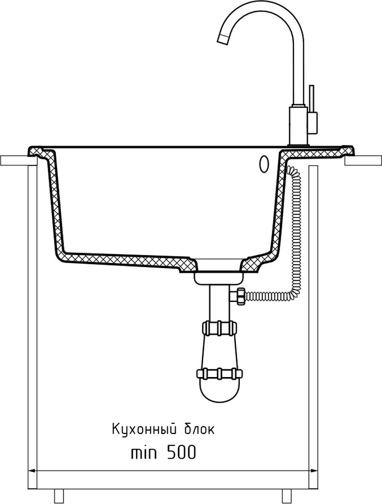 Мойка для кухни GranFest URBAN GF-URBAN 857L 570*480мм 1 чаша+крыло (857L песочный)