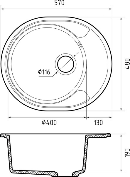 Мойка для кухни GranFest URBAN GF-URBAN 857L 570*480мм 1 чаша+крыло (857L черный)