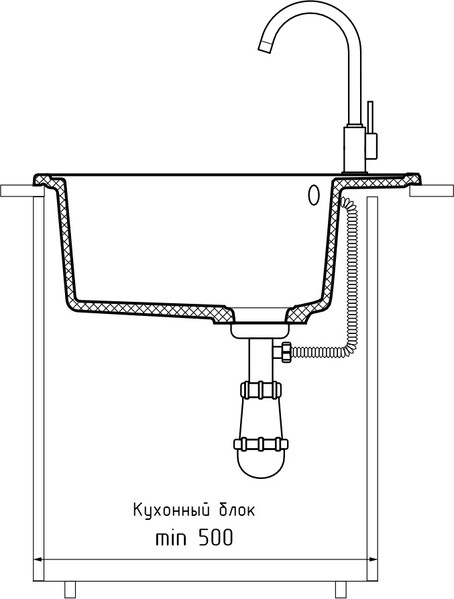 Мойка для кухни GranFest URBAN GF-URBAN 857L 570*480мм 1 чаша+крыло (857L черный)