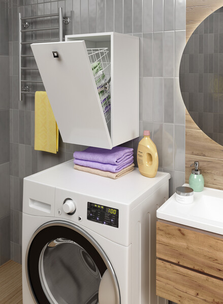 Шкаф SANTREK HOME 1 корзина (белый глянец) 300*557*300