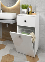 Тумба SANTREK HOME "Виола " (Белый глянец) 1 ящик с КОРЗИНОЙ 400х836х350