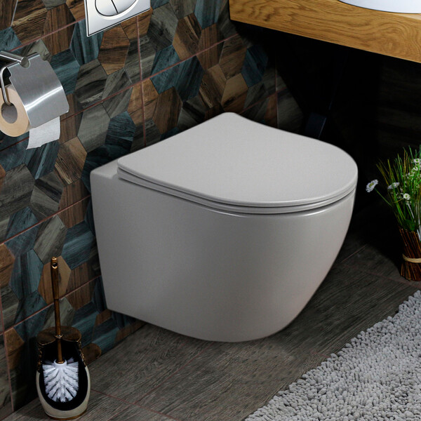 800-310303MG Унитаз подвесной безободковый 490х370х370 MELANA серый