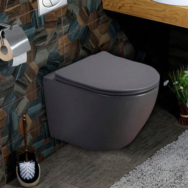 800-310303MDG Унитаз подвесной безободковый 490х370х370 MELANA матовый тёмно-серый