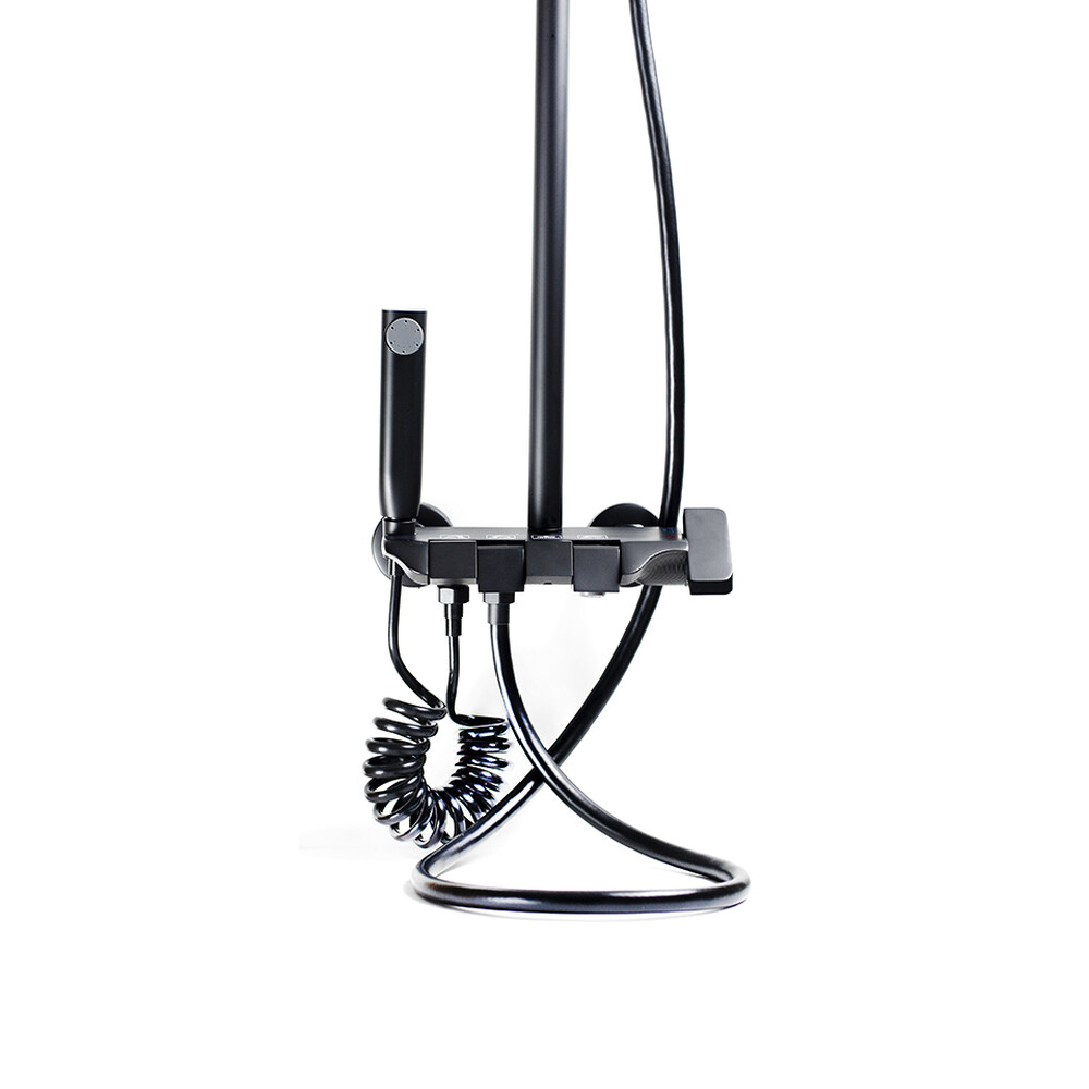 Душевая система SANTREK AQUA-1270 PRESTIGE (SAP-1270)  шар. d-28 с верхним душем, смесителем, гигиен лейкой (черный)