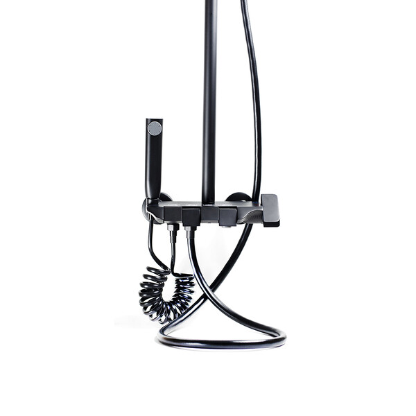 Душевая система SANTREK AQUA-1270 PRESTIGE (SAP-1270)  шар. d-28 с верхним душем, смесителем, гигиен лейкой (черный)