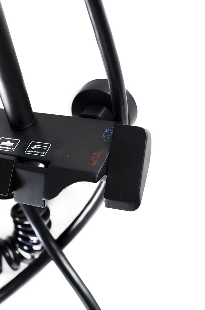 Душевая система SANTREK AQUA-1270 PRESTIGE (SAP-1270)  шар. d-28 с верхним душем, смесителем, гигиен лейкой (черный)