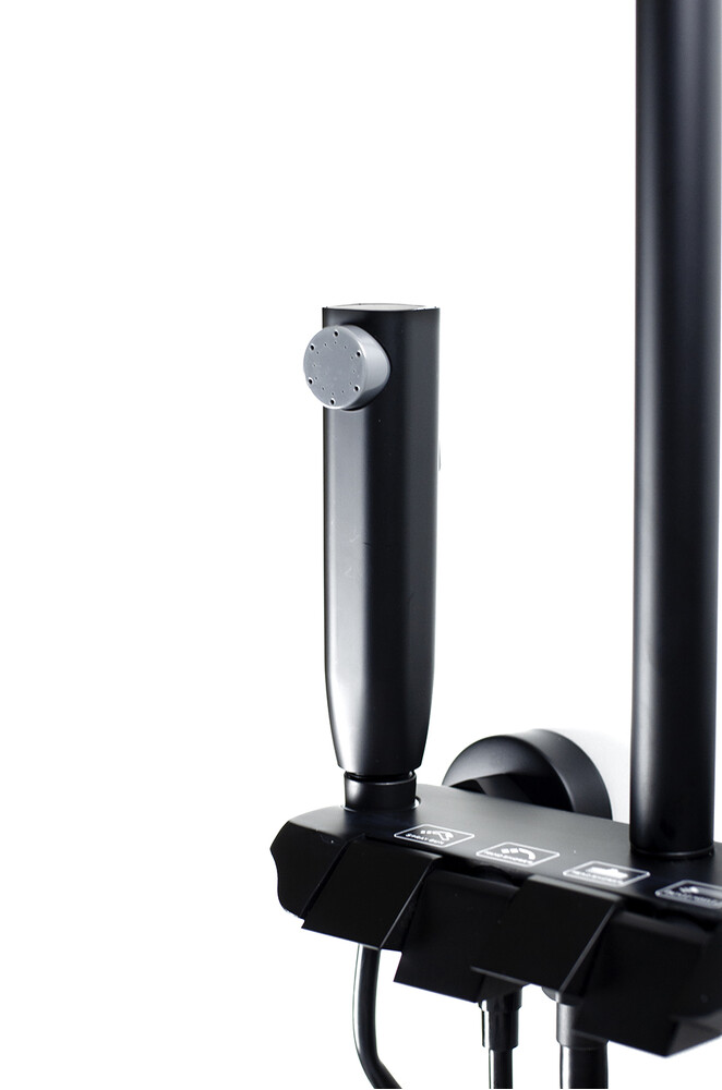 Душевая система SANTREK AQUA-1270 PRESTIGE (SAP-1270)  шар. d-28 с верхним душем, смесителем, гигиен лейкой (черный)