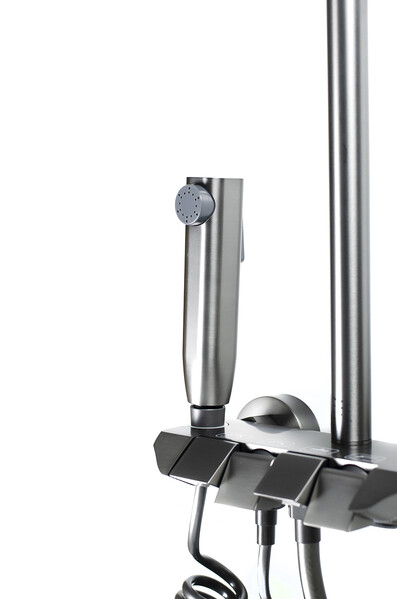 Душевая система SANTREK AQUA-1275 PRESTIGE (SAP-1275)  шар. d-28 с верхним душем, смесителем, гигиен лейкой (оруж сталь)