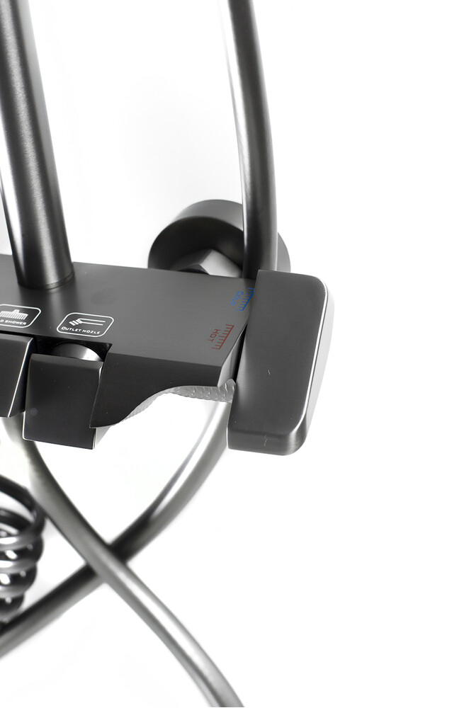 Душевая система SANTREK AQUA-1275 PRESTIGE (SAP-1275)  шар. d-28 с верхним душем, смесителем, гигиен лейкой (оруж сталь)