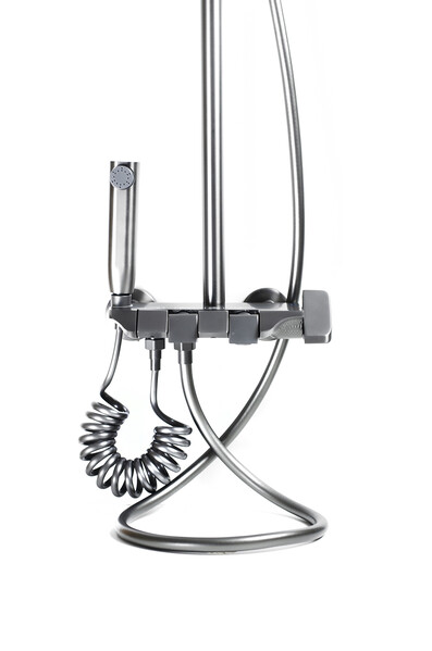 Душевая система SANTREK AQUA-1275 PRESTIGE (SAP-1275)  шар. d-28 с верхним душем, смесителем, гигиен лейкой (оруж сталь)