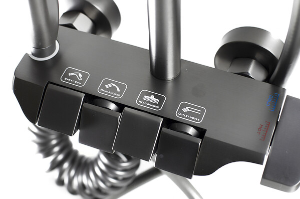 Душевая система SANTREK AQUA-1275 PRESTIGE (SAP-1275)  шар. d-28 с верхним душем, смесителем, гигиен лейкой (оруж сталь)