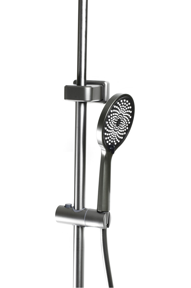 Душевая система SANTREK AQUA-1275 PRESTIGE (SAP-1275)  шар. d-28 с верхним душем, смесителем, гигиен лейкой (оруж сталь)