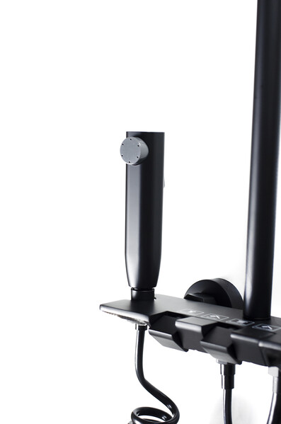 Душевая система SANTREK AQUA-1280 PRESTIGE (SAP-1280)  шар. d-28 с верхним душем, смесителем, гигиен лейкой (черный)