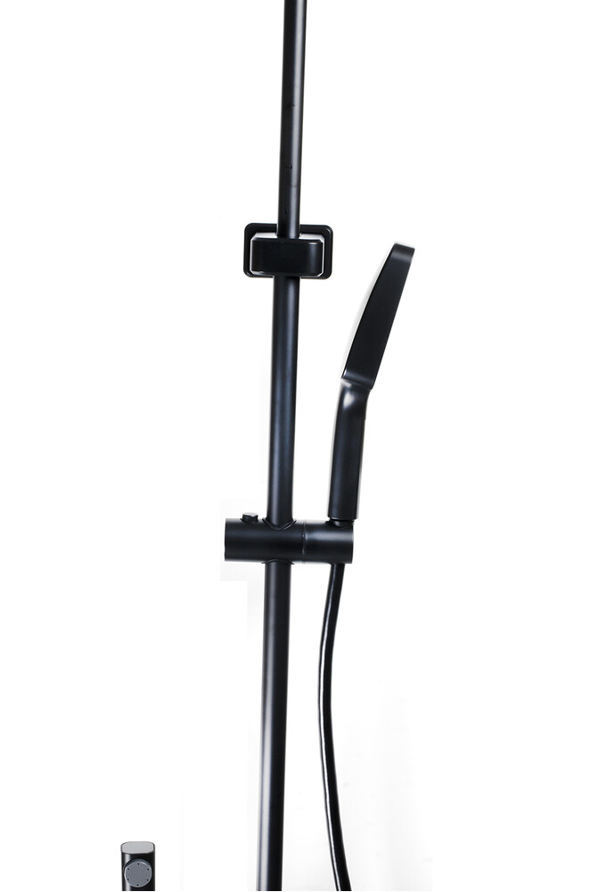 Душевая система SANTREK AQUA-1280 PRESTIGE (SAP-1280)  шар. d-28 с верхним душем, смесителем, гигиен лейкой (черный)