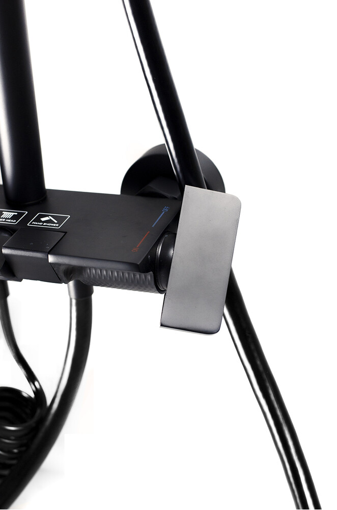 Душевая система SANTREK AQUA-1280 PRESTIGE (SAP-1280)  шар. d-28 с верхним душем, смесителем, гигиен лейкой (черный)