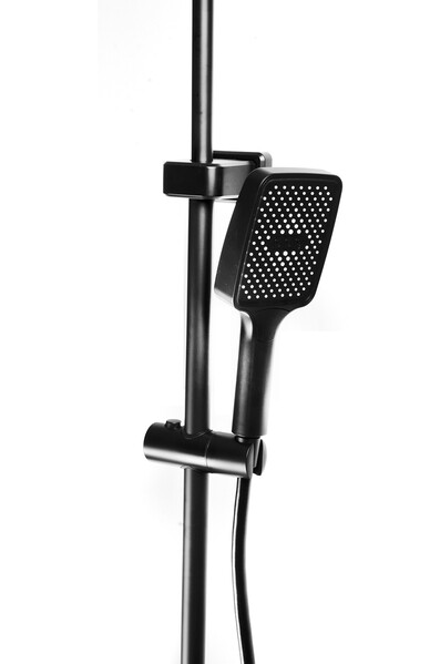 Душевая система SANTREK AQUA-1280 PRESTIGE (SAP-1280)  шар. d-28 с верхним душем, смесителем, гигиен лейкой (черный)