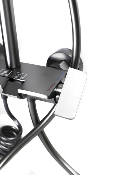 Душевая система SANTREK AQUA-1285 PRESTIGE (SAP-1285)  шар. d-28 с верхним душем, смесителем, гигиен лейкой (оруж сталь)