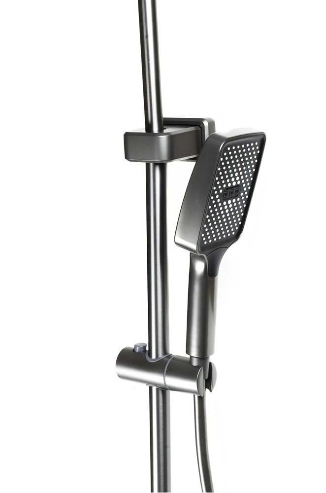 Душевая система SANTREK AQUA-1285 PRESTIGE (SAP-1285)  шар. d-28 с верхним душем, смесителем, гигиен лейкой (оруж сталь)