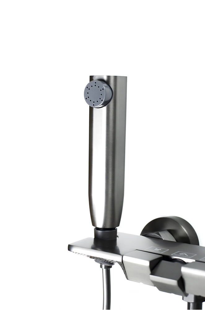 Душевая система SANTREK AQUA-1285 PRESTIGE (SAP-1285)  шар. d-28 с верхним душем, смесителем, гигиен лейкой (оруж сталь)