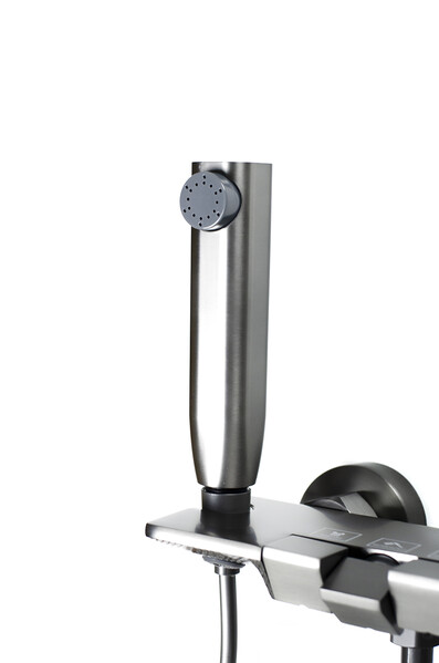 Душевая система SANTREK AQUA-1285 PRESTIGE (SAP-1285)  шар. d-28 с верхним душем, смесителем, гигиен лейкой (оруж сталь)