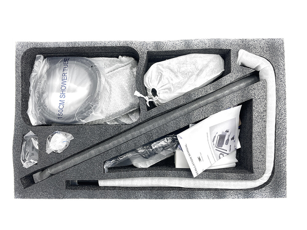 Душевая система SANTREK AQUA-1290 PRESTIGE (SAP-1290)  шар. d-28 с верхним душем, смесителем, гигиен лейкой (черный)