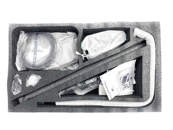 Душевая система SANTREK AQUA-1290 PRESTIGE (SAP-1290)  шар. d-28 с верхним душем, смесителем, гигиен лейкой (черный)