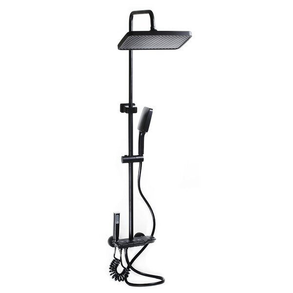 Душевая система SANTREK AQUA-1290 PRESTIGE (SAP-1290)  шар. d-28 с верхним душем, смесителем, гигиен лейкой (черный)