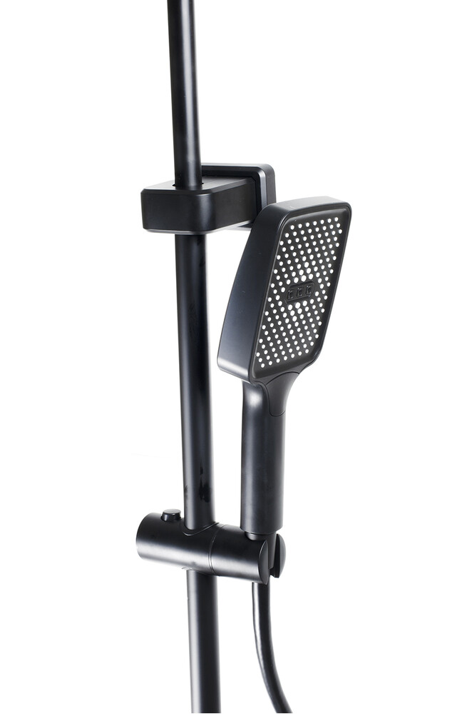 Душевая система SANTREK AQUA-1290 PRESTIGE (SAP-1290)  шар. d-28 с верхним душем, смесителем, гигиен лейкой (черный)