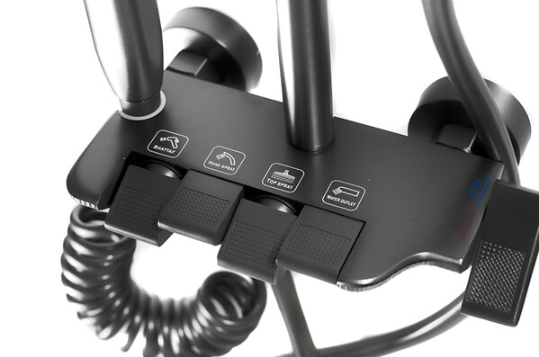 Душевая система SANTREK AQUA-1295 PRESTIGE (SAP-1295)  шар. d-28 с верхним душем, смесителем, гигиен лейкой (оруж сталь)