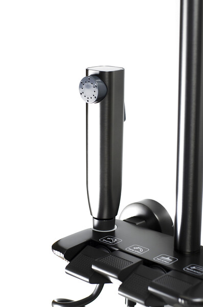 Душевая система SANTREK AQUA-1295 PRESTIGE (SAP-1295)  шар. d-28 с верхним душем, смесителем, гигиен лейкой (оруж сталь)