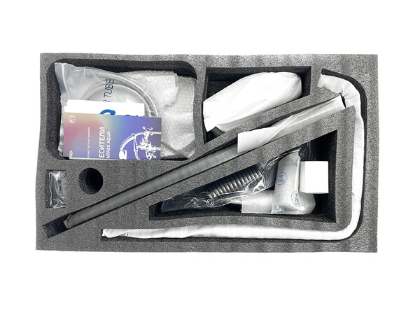 Душевая система SANTREK AQUA-1295 PRESTIGE (SAP-1295)  шар. d-28 с верхним душем, смесителем, гигиен лейкой (оруж сталь)