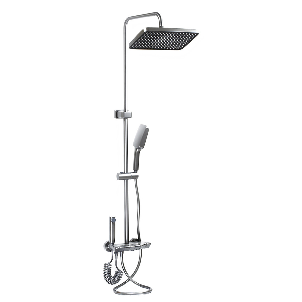 Душевая система SANTREK AQUA-1295 PRESTIGE (SAP-1295)  шар. d-28 с верхним душем, смесителем, гигиен лейкой (оруж сталь)