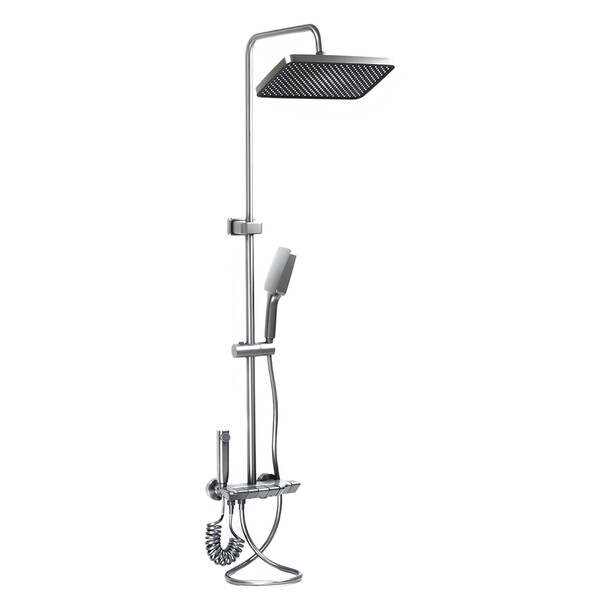 Душевая система SANTREK AQUA-1295 PRESTIGE (SAP-1295)  шар. d-28 с верхним душем, смесителем, гигиен лейкой (оруж сталь)