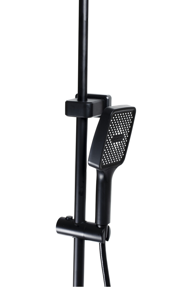 Душевая система SANTREK AQUA-1300 PRESTIGE (SAP-1300)  шар. d-28 с верхним душем, смесителем, гигиен лейкой (черный)