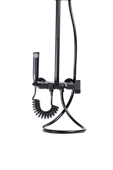 Душевая система SANTREK AQUA-1300 PRESTIGE (SAP-1300)  шар. d-28 с верхним душем, смесителем, гигиен лейкой (черный)