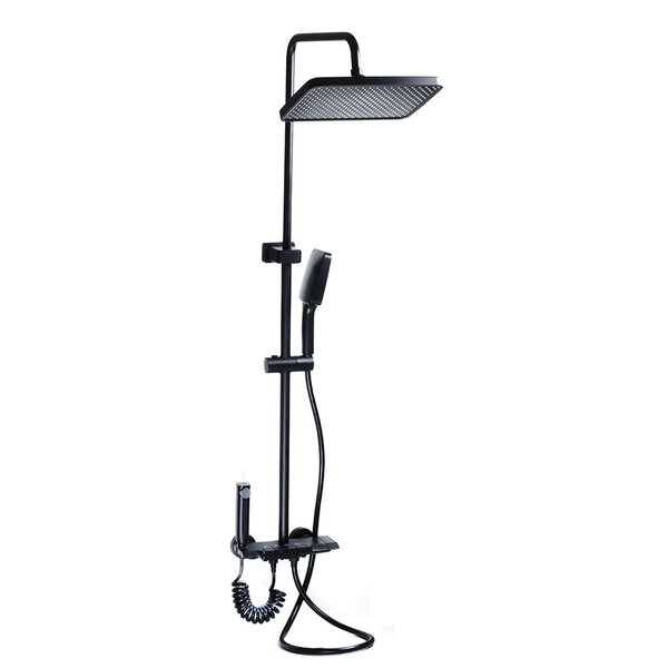 Душевая система SANTREK AQUA-1300 PRESTIGE (SAP-1300)  шар. d-28 с верхним душем, смесителем, гигиен лейкой (черный)