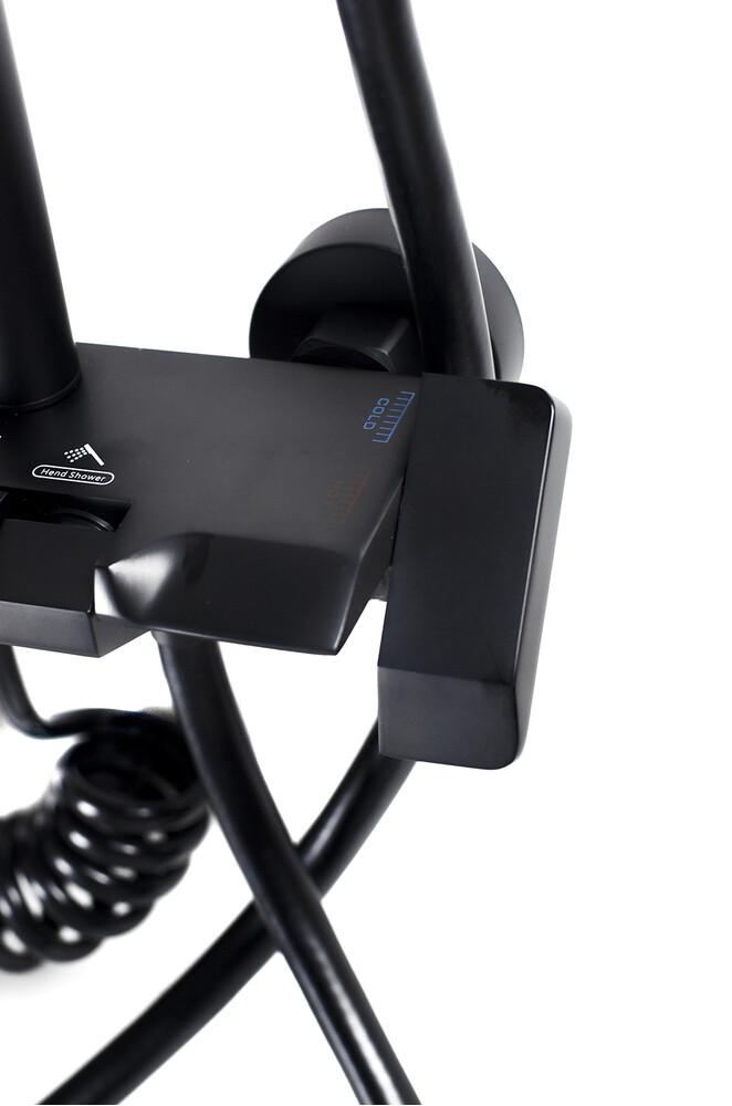 Душевая система SANTREK AQUA-1300 PRESTIGE (SAP-1300)  шар. d-28 с верхним душем, смесителем, гигиен лейкой (черный)