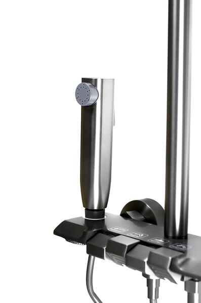 Душевая система SANTREK AQUA-1305 PRESTIGE (SAP-1305)  шар. d-28 с верхним душем, смесителем, гигиен лейкой (оруж сталь)