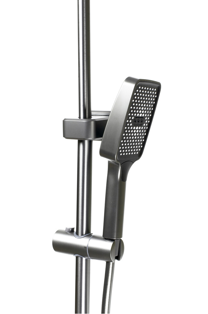 Душевая система SANTREK AQUA-1305 PRESTIGE (SAP-1305)  шар. d-28 с верхним душем, смесителем, гигиен лейкой (оруж сталь)