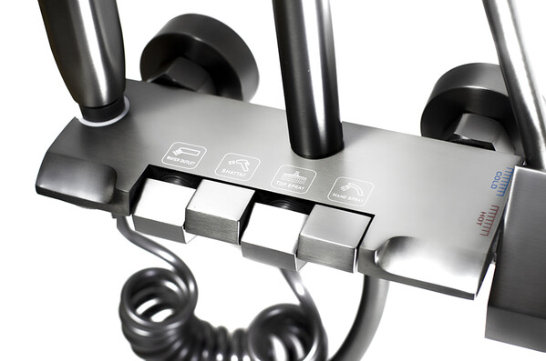 Душевая система SANTREK AQUA-1305 PRESTIGE (SAP-1305)  шар. d-28 с верхним душем, смесителем, гигиен лейкой (оруж сталь)