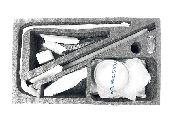 Душевая система SANTREK AQUA-1305 PRESTIGE (SAP-1305)  шар. d-28 с верхним душем, смесителем, гигиен лейкой (оруж сталь)