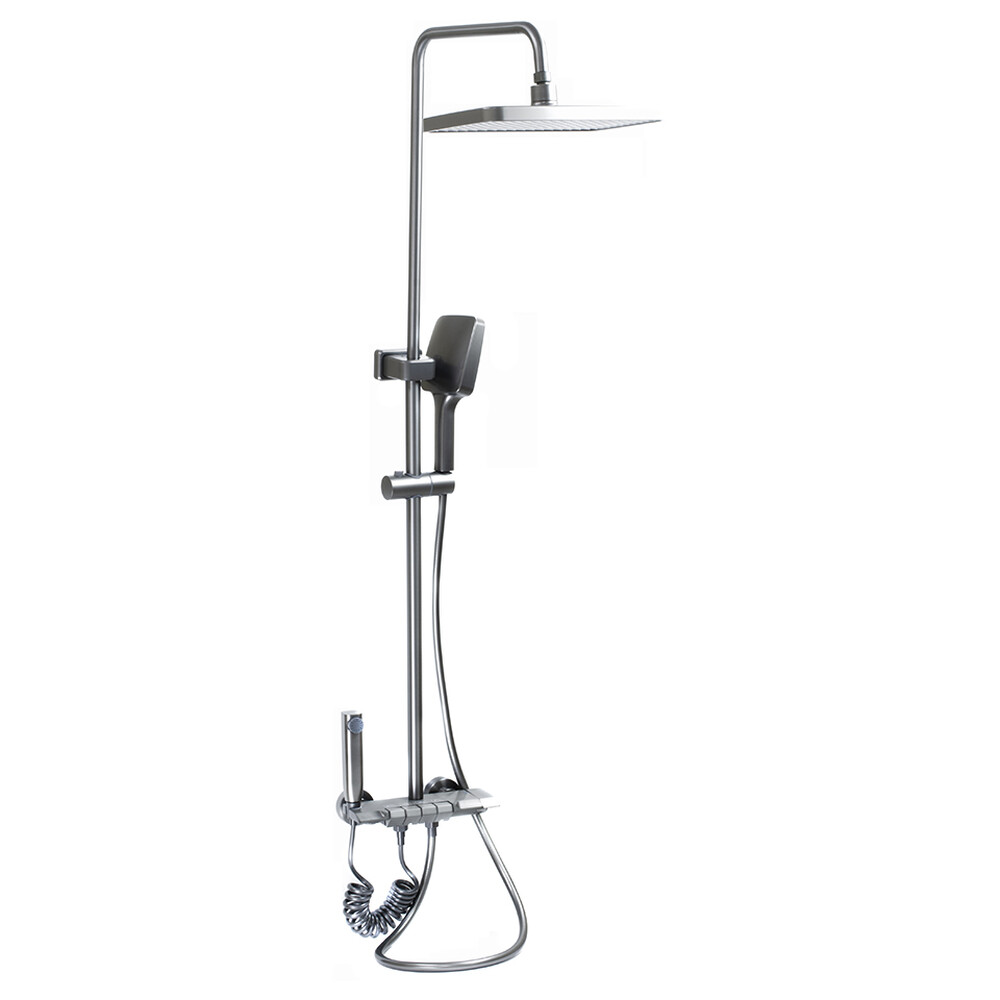 Душевая система SANTREK AQUA-1305 PRESTIGE (SAP-1305)  шар. d-28 с верхним душем, смесителем, гигиен лейкой (оруж сталь)