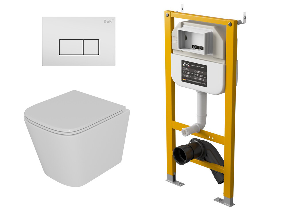  DS1431617 Комплект D&K Berlin  Унитаз DT1436016 бел. +Клавиша смыва DB1499016, бел. +Инсталляция DI8050127
