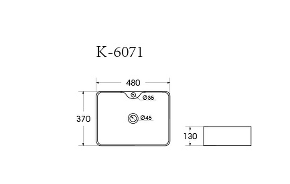Раковина накладная HOLLER K-6071 (480*370*130мм), белая