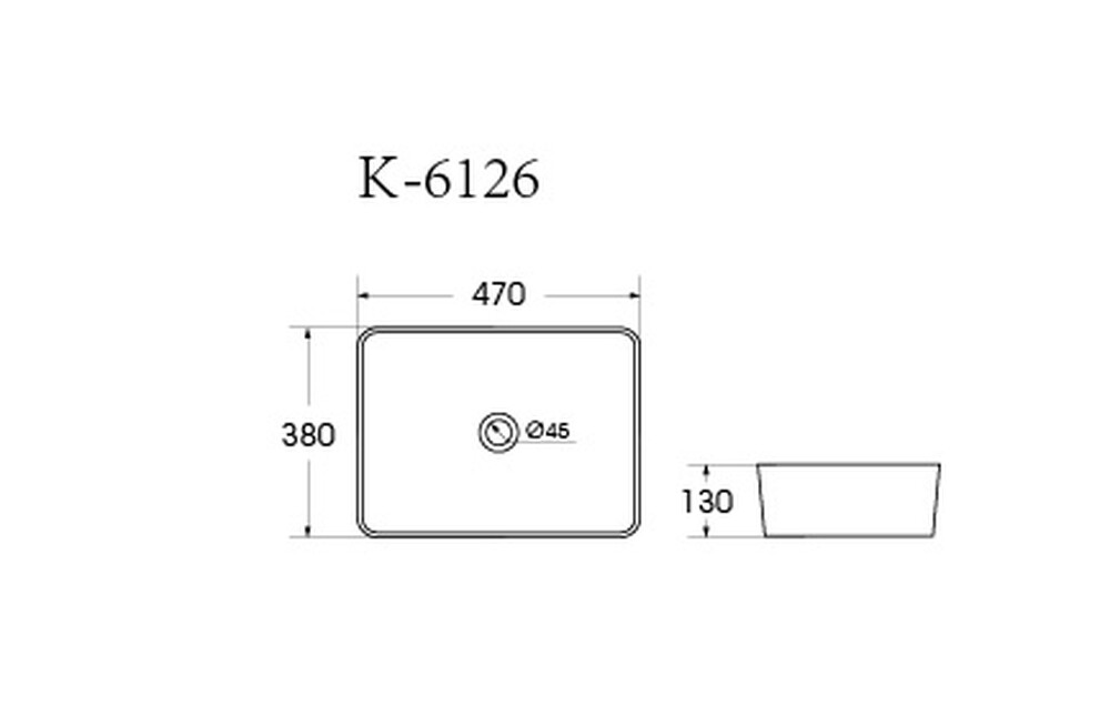 Раковина накладная HOLLER K-6126 (480*370*130мм), белая