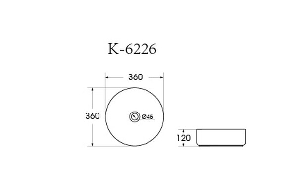 Раковина накладная HOLLER K-6226 (360*360*120мм), белая