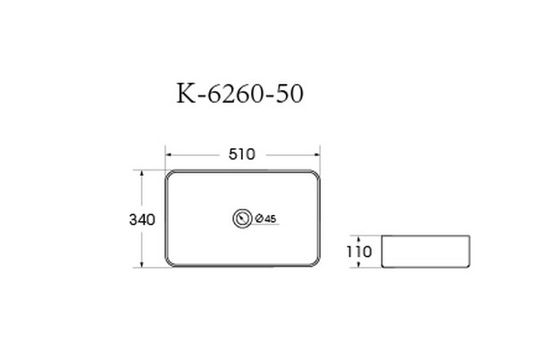 Раковина накладная HOLLER K-6260-50 (510*340*110мм), белая